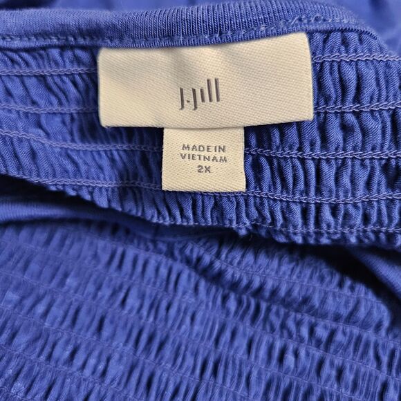 J. Jill‎ Blue Smocked Tiered Maxi Dress  Sleeveless Stretch Glitter Size 2X Plus - Picture 5 of 7